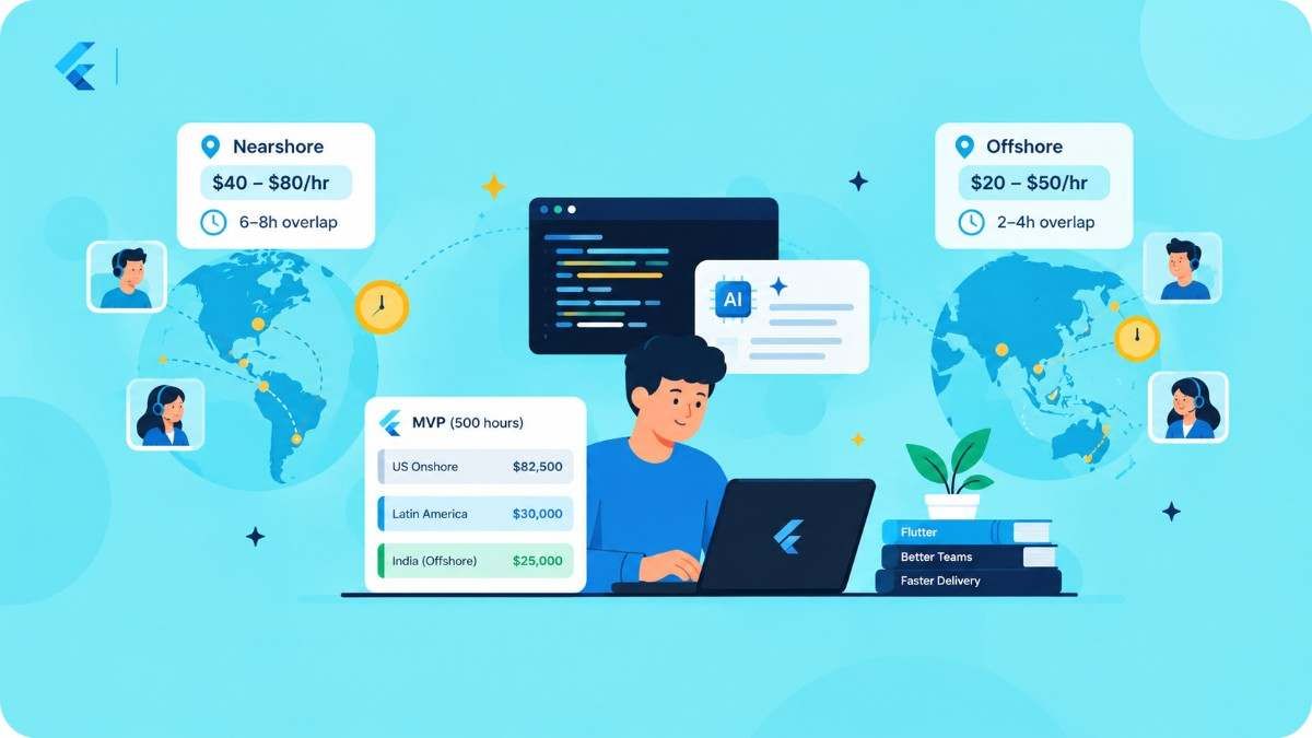 Nearshore vs offshore Flutter development: what each actually costs in 2026